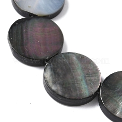天然ブラックリップシェルビーズ連売り  フラットラウンド  20x4mm  穴：1.2mm  約20個/連  15.67''（39.8センチメートル）&nbsp;BSHE-D300-05-20mm