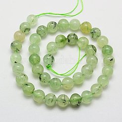 天然石プレナイトビーズ連売り  ラウンド  淡緑色  6mm  穴：1mm  約63個/連  15.5インチ&nbsp;X-G-G457-6mm-03