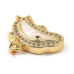 Brass Cubic Zirconia with Shell Pendants&nbsp;KK-K342-22G