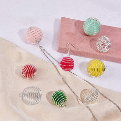 鉄線のペンダント  ケージペンダント  ラウンド  銀  24~35x19.5~30mm  穴：4.5~5mm  30個/セット&nbsp;KK-SC0001-01