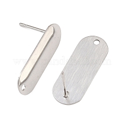 316ステンレススチール製オーバルスタッドピアス金具  ステンレス鋼色  21x8mm  穴：1.6mm  ピン：0.8x11.5mm&nbsp;STAS-D389-02P