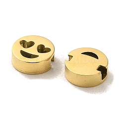 304ステンレススチールビーズ  フラットラウンド型のような表情  14KGP本金メッキ  8x2.8mm  穴：1.6mm&nbsp;STAS-L022-147G