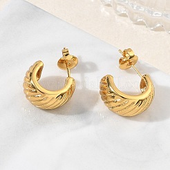 Textured Letter C 304 Stainless Steel Stud Earrings for Women&nbsp;EJEW-K333-11G