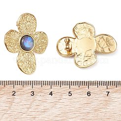 304ステンレススチールスタッドピアス  パウア貝付き  花  ゴールドカラー  33x26.5mm&nbsp;EJEW-JE06951-02
