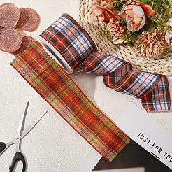 2 Rolls 2 Colors Tartan Pattern Polyester Ribbon&nbsp;OCOR-GF0005-36
