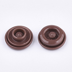 レジンスナップファスナー  レインコートのボタン  フラットラウンド  サドルブラウン  キャップ：12x6.5mm  ピン：2mm  スタッド：10.5x3.5mm  穴：2mm  ソケット：10.5x3mm  穴：2mm&nbsp;LS-SNAP-A057-B26