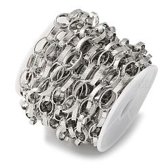 304ステンレススチールアズキチェーン  溶接されていない  スプールで  ステンレス鋼色  14x8.5x3mm  約5m /ロール&nbsp;CHS-Z004-24P