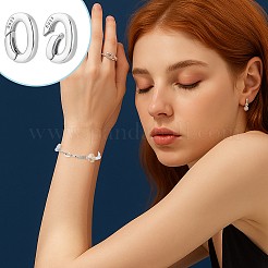 スターリングシルバーのスプリングゲートリング4個、925個  オーバル  銀  10x7x2mm  穴：4mm&nbsp;STER-NB0001-32