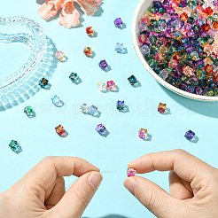 ツートン透明なスプレープリントアクリルビーズ  ポリゴン  多面カット  ミックスカラー  7.5x8x8mm  穴：1.8mm  約1690個/500g&nbsp;ACRP-PA0001-01A