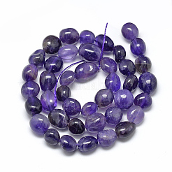 天然石アメジストビーズ連売り  グレードA  ナゲット  8~15x7~12x4~12mm  穴：1mm  約30~45個/連  15.7インチ&nbsp;X-G-R445-8x10-03
