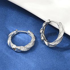 ツイスト真鍮クリアキュービックジルコニアフープピアス  プラチナ  18.5x4.5x18mm&nbsp;EJEW-Q016-19P