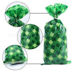 Rectangle Shamrock Clover Print Plastic Cookies Packing Pouches&nbsp;ABAG-WH0038-35A