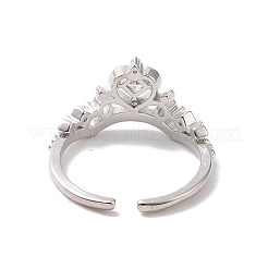 Clear Cubic Zirconia Crown Open Cuff Ring&nbsp;RJEW-P034-10P