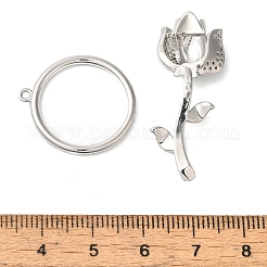 Brass Micro Pave Cubic Zirconia Toggle Clasps&nbsp;KK-N254-85P