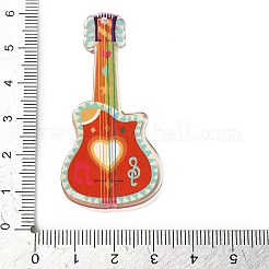 楽器テーマの半透明樹脂製ビッグペンダント  カラフルなギターチャーム  ハート  54x26.5x2mm  穴：1.8mm&nbsp;RESI-M037-03D