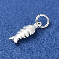 925 Sterling Silver Fish Charms with Jump Rings&nbsp;STER-E071-01S-07