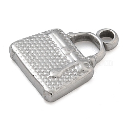 変色防止304ステンレススチールチャーム  ステンレス鋼色  バッグ  14.5x10.5x2mm  穴：1.8mm&nbsp;STAS-M084-01C-P