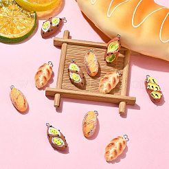 30個 5スタイル 樹脂製模造食品ペンダント  プラチナメッキの鉄製ループ付きビスケットチャーム  ミックスカラー  29~31.5x13~15x10.5~11.5mm  穴：2mm  6個/スタイル&nbsp;FIND-CJ0002-49