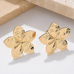 女性用304ステンレススチールスタッドピアス  イオンプレーティング（ip）  花  18KGP本金メッキ  20x21mm&nbsp;EJEW-L296-006G