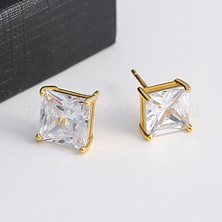 Elegant S925 Clear Cubic Zirconia Square Stud Earrings&nbsp;XG6248