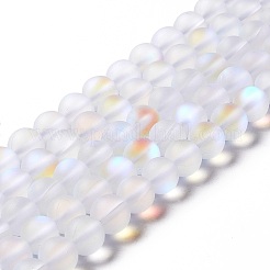 合成ムーンストーンビーズ連売り  艶消し  ラウンド  ホワイト  8mm  穴：1mm  約43~47個/連  14.37''~15.08''（36.5~38.3センチメートル）&nbsp;G-E573-01B-08