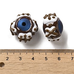 手描きのアクリルとエナメルビーズ  マリンブルー  14.5~15.5x16.5~21.5x16~20mm  穴：2~2.8mm&nbsp;MACR-K354-38O
