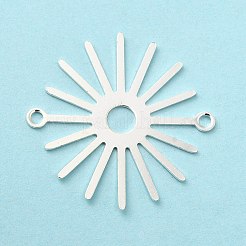 真鍮製コネクタチャーム  太陽リンク  長持ちメッキ  カドミウムフリー＆鉛フリー  925銀メッキ  27.5x28x0.6mm  穴：1.8mm&nbsp;KK-H435-10S