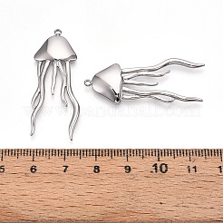 304ステンレスペンダント  クラゲチャーム  変色防止  ステンレス鋼色  39.1x16x2mm  穴：1.4mm&nbsp;STAS-T064-63P