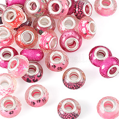 30Pcs Printed Transparent Resin European Beads&nbsp;RESI-TADJ0001-03H