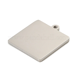 304ステンレスペンダント  スクエアチャーム  艶出し  空白タグのスタンプ  ステンレス鋼色  20.5x18x1.5mm  穴：1.5mm&nbsp;LS-SA-E001-08P