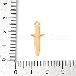 304ステンレスペンダント  イオンプレーティング（ip）  ダガーチャーム  18KGP本金メッキ  24x8.5x1.5mm  穴：1.6mm&nbsp;STAS-C121-30G