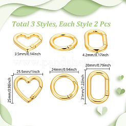 6Pcs 3 Styles Brass Spring Gate Rings&nbsp;KK-GA0002-11