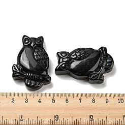 天然石オブシディアンペンダント  フクロウのチャーム  44~46x29~31x7.5~10mm  穴：1.4mm&nbsp;G-M417-08F
