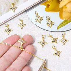 10Pcs Rack Plating Brass Micro Pave Cubic Zirconia Star Charms&nbsp;KK-SZ0007-20