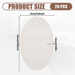 未完成の楕円形の木製ピースの工芸品  ベージュ  250x150x2mm  10個/セット&nbsp;WOCR-WH0816-001