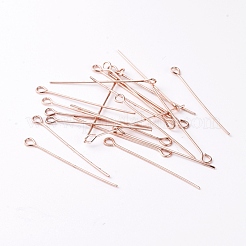 真鍮製アイピン  ローズゴールド  30.5x2.5x1.5mm  穴：1mm  ピン：0.6mm  100個/袋&nbsp;KK-TAC0002-19RG
