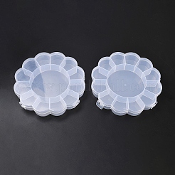 （不良品処分セール：傷あり）フラワープラスチックビーズ収納容器  13コンパートメント  透明  15.5x15.5x2.6cm&nbsp;CON-XCP0002-65
