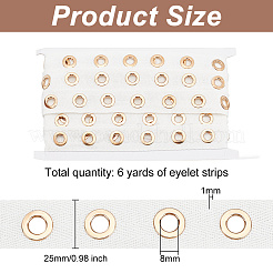 金色メッキの真鍮製アイレットが付いた1連のコットンコード  服飾材料  ホワイト  25x1mm  6 ヤード/連&nbsp;DIY-WH0304-640