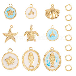 9Pcs 9 Styles 304 Stainless Steel Enamel Pendants&nbsp;STAS-TA0006-22