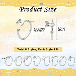8Pcs 8 Styles Alloy Cuff Rings&nbsp;RJEW-CJ0001-02