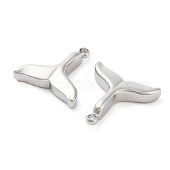 変色しない304ステンレススチールチャーム  フィッシュテイル チャーム  ステンレス鋼色  12x11.5x2.5mm  穴：1.2mm&nbsp;STAS-L022-367P