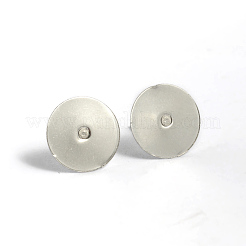 変色しにくい304ステンレススチールスタッドピアスセッティング  フラットラウンド  ステンレス鋼色  トレイ：10mm  12mm  ピン：0.8mm&nbsp;STAS-K124-09P
