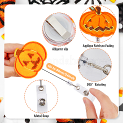 ハロウィーンのテーマ パンプキン/クロス/魔女のバッジ リール  ポリエステル & abs 樹脂格納式バッジ ホルダー  ミックスカラー  130~150mm  10スタイル  1個/スタイル  10個/セット&nbsp;AJEW-PH01532
