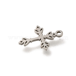 ステンレススチールチャーム201個  レーザー切断  クロスチャーム  ステンレス鋼色  14x10x1mm  穴：1.2mm&nbsp;STAS-R132-07P
