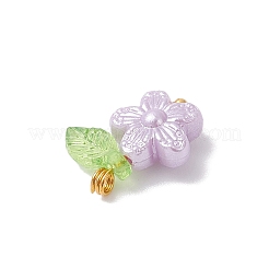 パール調アクリルパーツ  真鍮ボールヘッドピン付き  花  ゴールドカラー  15.5x13.5x5.5mm  穴：1.8mm&nbsp;PALLOY-JF04335-01