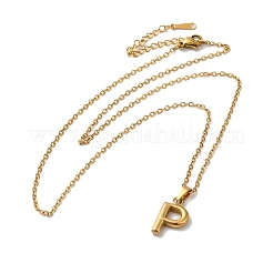 PVD真空メッキ201ステンレスネックレス  文字L  文字p  17.80インチ（45.2cm）  ペンダント：22x10.2x3mm&nbsp;NJEW-H033-01G-P