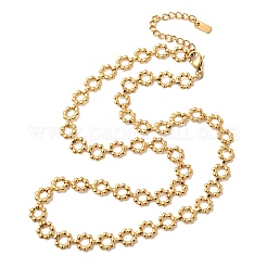 304ステンレススチール製フラワーリンクチェーンネックレス（女性用）  イオンプレーティング（ip）  18KGP本金メッキ  16.06インチ（40.8cm）&nbsp;NJEW-Z091-06G