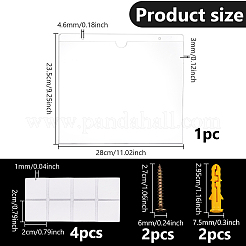 長方形アクリル壁掛けサインホルダー  両面粘着テープ付き  透明  280x235x3mm  穴：4.6mm&nbsp;AJEW-WH0077-050