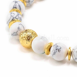 Electroplated Natural Lava Rock & Synthetic Howlite Beads Stretch Bracelets Set for Girl Women&nbsp;BJEW-JB06924