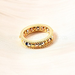 オリジナルデザインのスターリングシルバーの指輪925個  18KGP本金メッキ  本物のプラチナメッキとローズゴールドビーズ  ミックスカラー  5.5mm  内径：18mm&nbsp;RJEW-D321-02